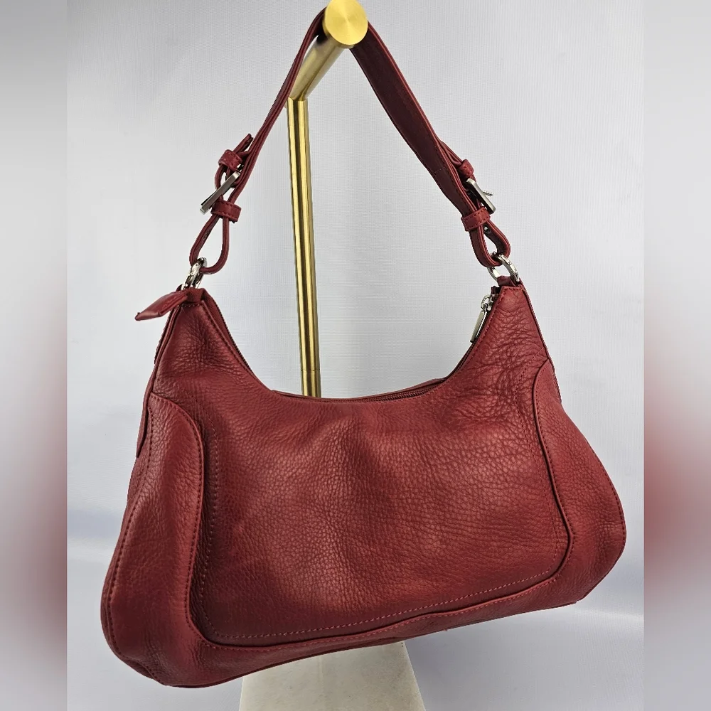 Longaberger Leather So Rachel Boho Shoulder Bag Merlot/Red - Picture 2 of 12